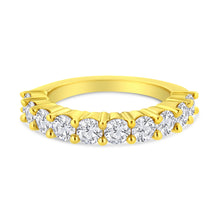 Load image into Gallery viewer, 14K Yellow Gold Plated .925 Sterling Silver 2.0 Cttw Round Brilliant Cut Diamond 10 Stone Anniversary Band Ring (J-K Color, I1-I2 Clarity) - Size 7
