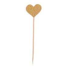 Load image into Gallery viewer, 40pcs/set Bling Heart Shape Insert Cards With Toothpick For Wedding Birthday Party Cute Lovely Gifts Cake Decorations Cocktail Picks Handmade Heart Shape Bamboo Toothpicks
