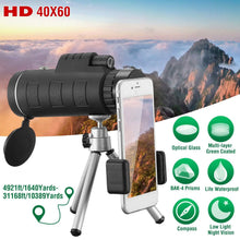 Load image into Gallery viewer, 40x60 HD Optical Monocular Telescope with FMC Lens