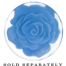 Load image into Gallery viewer, 24mm Clear Acrylic Blue Floating Rose Flower Saddle Plug