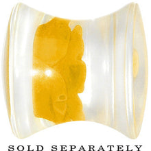 Load image into Gallery viewer, 00G Clear Acrylic Yellow Floating Rose Flower Saddle Plug