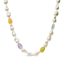 Load image into Gallery viewer, 14K Yellow Gold Citrine, Amethyst, and Baroque Pearl Strand Necklace - 18" Inches