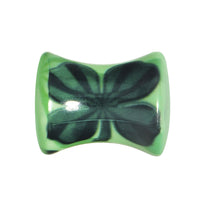 Load image into Gallery viewer, 0G Green Acrylic Four Leaf Clover Field Saddle Plug