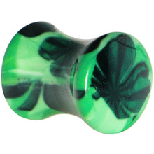 Load image into Gallery viewer, 0G Green Acrylic Four Leaf Clover Field Saddle Plug