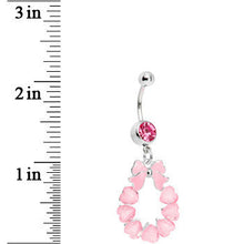 Load image into Gallery viewer, Pink Hearts with Ribbon Teardrop Belly Ring