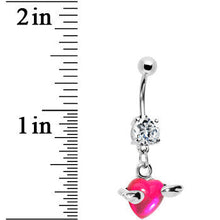 Load image into Gallery viewer, Winged Pink Heart Belly Ring