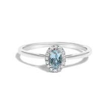 Load image into Gallery viewer, 10K White Gold 5X3MM Oval Purple Amethyst and Diamond Accent Halo Ring (I-J Color, I1-I2 Clarity) - Ring Size 6.5