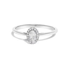 Load image into Gallery viewer, 10K White Gold 5X3MM Oval Purple Amethyst and Diamond Accent Halo Ring (I-J Color, I1-I2 Clarity) - Ring Size 6.5