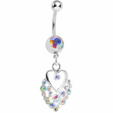 Load image into Gallery viewer, Dazzling Aurora Embellished Heart Dangle Belly Ring