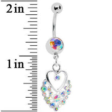 Load image into Gallery viewer, Dazzling Aurora Embellished Heart Dangle Belly Ring