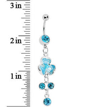 Load image into Gallery viewer, Floral Allure Blue Gem Dangle Belly Ring