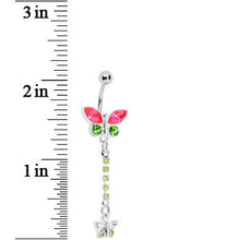 Load image into Gallery viewer, Springtime Meadow Dual Butterfly Dangle Belly Ring