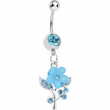 Load image into Gallery viewer, Blue Springtime Pansy Flower Belly Ring