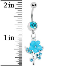 Load image into Gallery viewer, Blue Springtime Pansy Flower Belly Ring