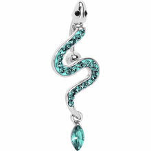 Load image into Gallery viewer, Top Mount Aqua Paved Gem Slithering Snake Belly Ring