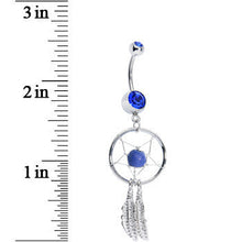 Load image into Gallery viewer, Blue Native American Dreamcatcher Belly Ring
