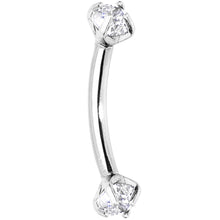 Load image into Gallery viewer, Clear Prong Set Gem Internally Threaded Eyebrow Ring