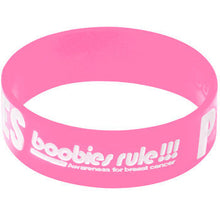 Load image into Gallery viewer, Pink White Peace Love Boobies Awareness for Breast Cancer Bracelet