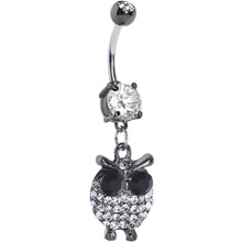 Load image into Gallery viewer, Clear Gem Paved Owl Dangle Belly Ring