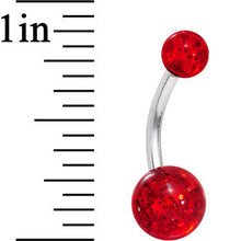 Load image into Gallery viewer, Grade 23 Solid Titanium Red Glitter Acrylic Belly Ring