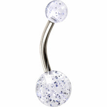 Load image into Gallery viewer, Grade 23 Solid Titanium Clear Glitter Acrylic Belly Ring