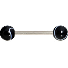 Load image into Gallery viewer, Grade 23 Solid Titanium Black Marble Acrylic Barbell Tongue Ring