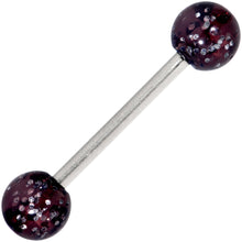 Load image into Gallery viewer, Grade 23 Solid Titanium Black Glitter Acrylic Barbell Tongue Ring