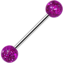 Load image into Gallery viewer, Grade 23 Solid Titanium Purple Glitter Acrylic Barbell Tongue Ring