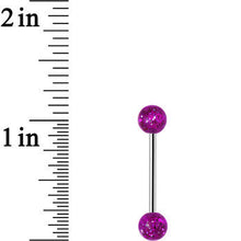 Load image into Gallery viewer, Grade 23 Solid Titanium Purple Glitter Acrylic Barbell Tongue Ring