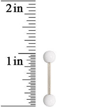 Load image into Gallery viewer, Grade 23 Solid Titanium Flat White Acrylic Barbell Tongue Ring