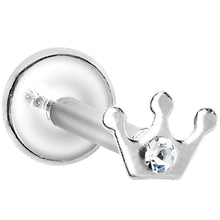Load image into Gallery viewer, 16G Clear Gem Steel Crown Internally Threaded Labret Monroe