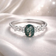 Load image into Gallery viewer, 925 Sterling Silver Agate and CZ Pendant Ring Size 6 for Women
