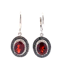 Load image into Gallery viewer, .38ct Garnet Diamond Dangle Earrings Sterling Silver
