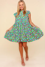 Load image into Gallery viewer, Frilled Mock Neck Ditsy Floral Dress – Mock Neck Floral Dress, Frilled Floral Dress, Ditsy Floral Dress, Tiered Floral Dress, Elegant Floral Dress, Feminine Floral Dress, Pocketed Floral Dress