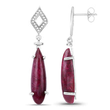Load image into Gallery viewer, 23.25 Carat Dyed Ruby and White Topaz .925 Sterling Silver Earrings
