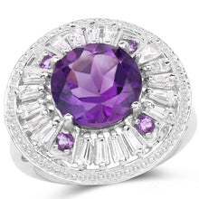 Load image into Gallery viewer, 5.58 Carat Genuine Amethyst and White Topaz .925 Sterling Silver Ring