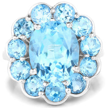 Load image into Gallery viewer, 8.77 Carat Genuine Swiss Blue Topaz .925 Sterling Silver Ring