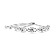 Load image into Gallery viewer, .925 Sterling Silver Diamond Accent Interlocking Infinity and Heart 4â€-10†Adjustable Bolo Tennis Bolo Bracelet (H-I Color, I2-I3 Clarity)