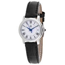 Load image into Gallery viewer, ESQ Women's Black Leather Silver Stainless Steel Quartz