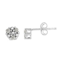 Load image into Gallery viewer, .925 Sterling Silver 1/10 cttw Prong Set Round-Cut Trio Diamond Stud Earrings (I-J Color, I3 Clarity)