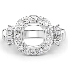 Load image into Gallery viewer, 0.73 Carat Genuine White Diamond 14K White Gold Semi Mount Ring - holds 8x8mm Cushion Gemstone