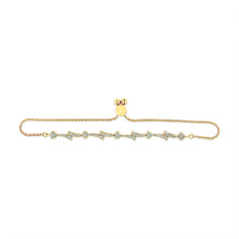 Load image into Gallery viewer, 14K Yellow Gold Plated .925 Sterling Silver Diamond Accent Heart and Wave Link Bolo Bracelet (I-J Color, I2-I3 Clarity) - 6" to 9" Adjustable