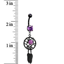Load image into Gallery viewer, Violet Gem Black Dreamcatcher Belly Ring