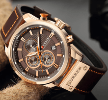 Load image into Gallery viewer, Men's Waterproof Elegant Sport Watch With Chronometers Day View, Leather Belts And Hardlex Scratch Resistant Glass Perfect Gift For Him