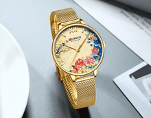 Load image into Gallery viewer, Womens Watches With Decoupage Flower Patterns And Details Of Large Roman Numbers