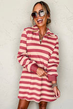 Load image into Gallery viewer, Classic Contrast Black Striped Collar Long Sleeve Mini Dress Stylish & Trendy Casual Dress for Women