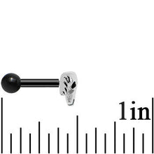 Load image into Gallery viewer, Black Acrylic 925 Silver Black Gem Bull Cartilage Earring