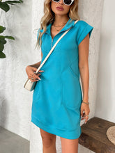 Load image into Gallery viewer, Retro Brown Half-Zip Cap Sleeve Mini Dress Classic & Vintage Design Dress For Girls