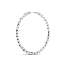Load image into Gallery viewer, Oval Shape Two Sided Diamond Hoop Earrings in 14k White Gold (2 cttw)