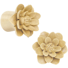 Load image into Gallery viewer, 7/16 Organic Crocodile Wood Lily Hand Carved Plug Set